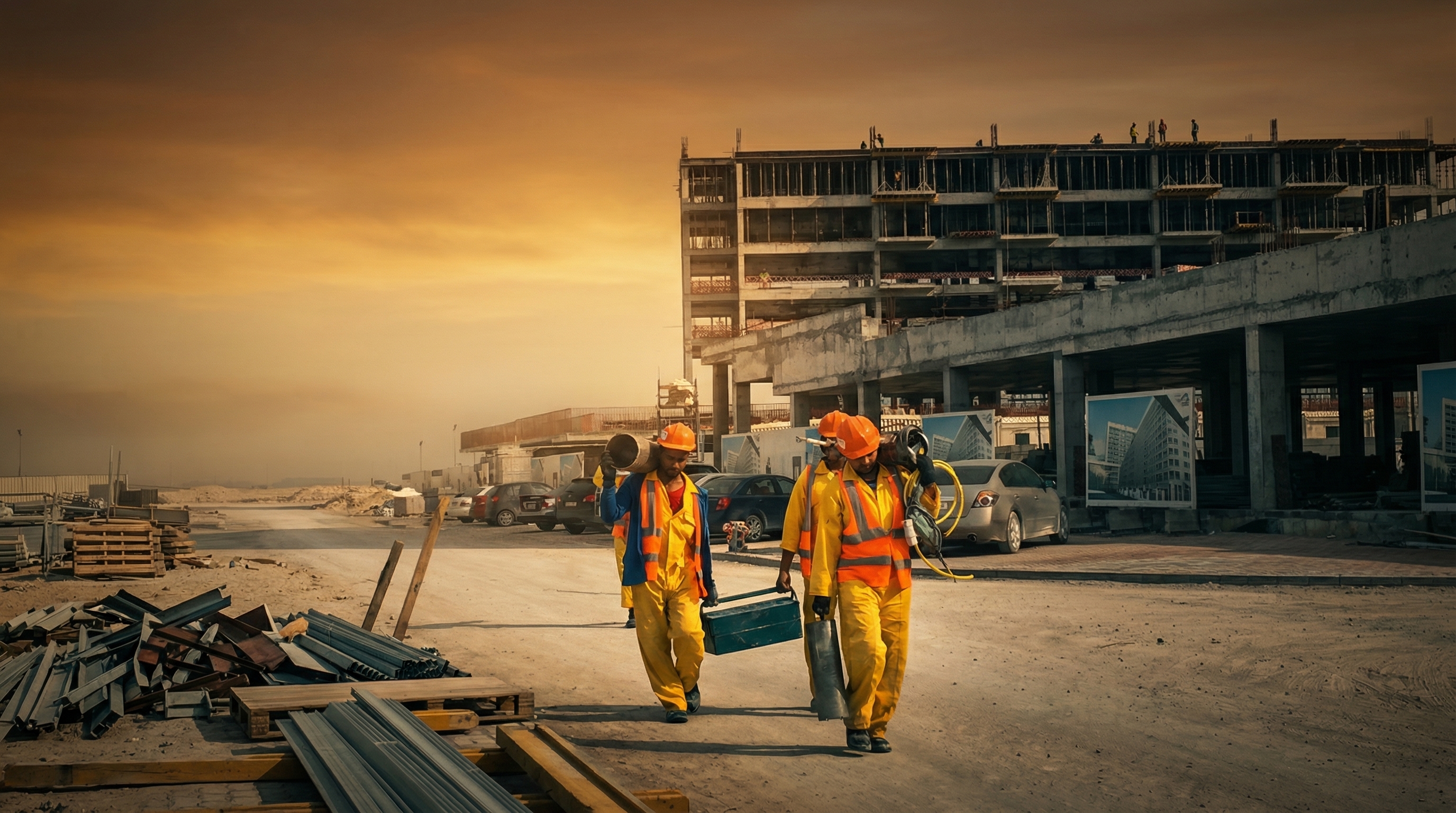 Aseel Constructions team performing controlled concrete demolition and removal in Qatar